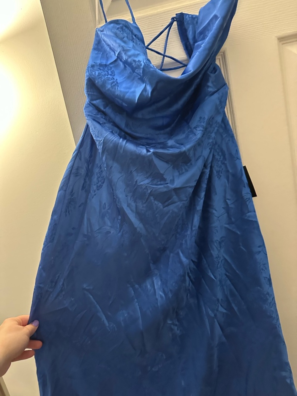 Lulus Blue Satin Midi Dress